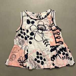 Crewcuts Abstract Floral Cotton Peplum Tank Girls Size 4